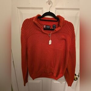 Chaps Orange Zip Up Sweater